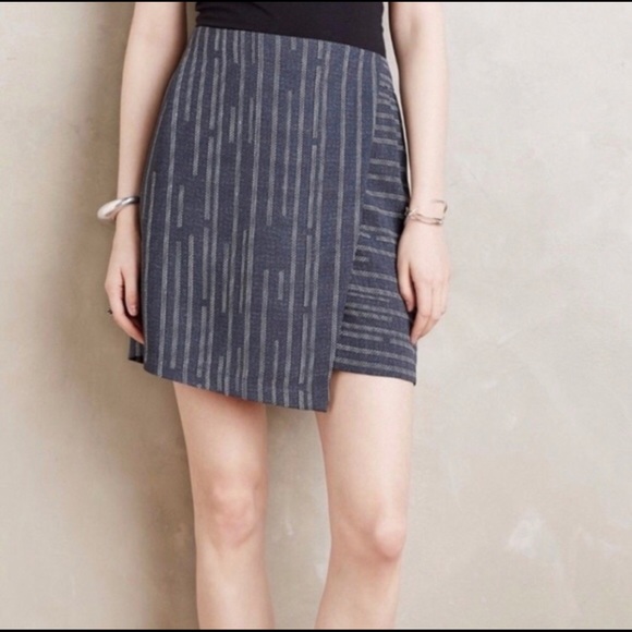 Elevenses Anthropologie Peoria Striped Side Zip Wrap Skort Size 0 - Picture 3 of 14